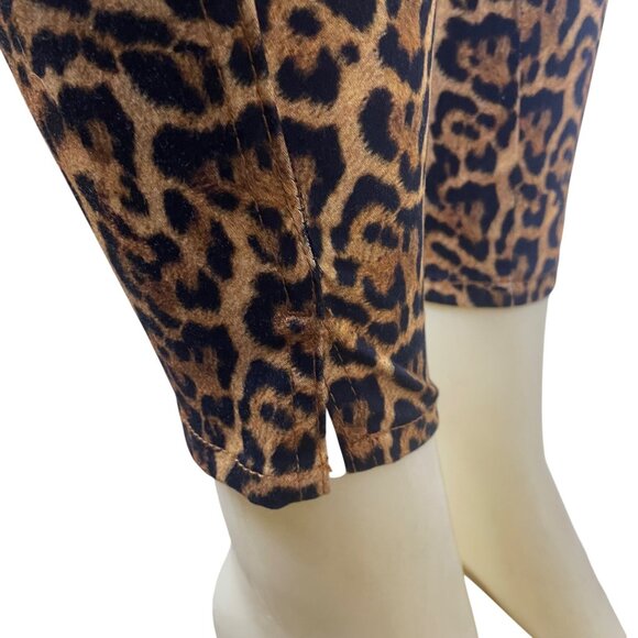 Zara Women’s Leopard Print Skinny Pants With Zipper Details Size 6 - New - Picture 8 of 10